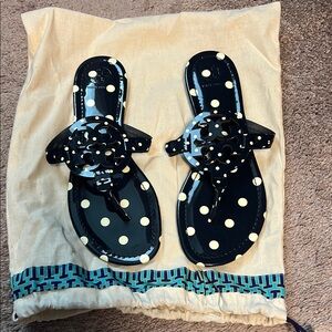 NWOT Tory Burch Miller Navy and Cream Polka Dot Sandals 9 1/2